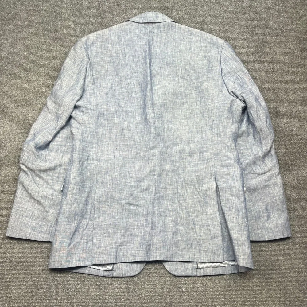 Jos A Bank 1905 Men 43 Long Tailored Fit 100% Linen Blazer Blue Textured